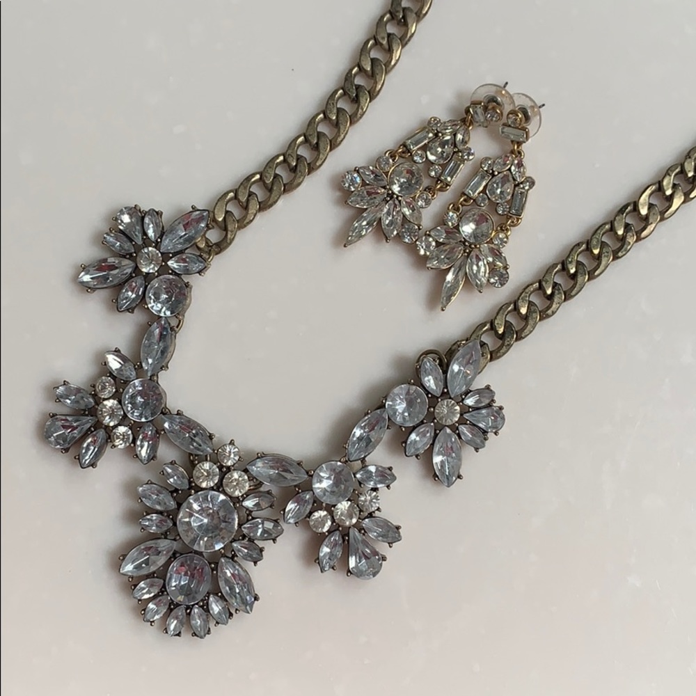 J Crew Crystal necklace and earrings